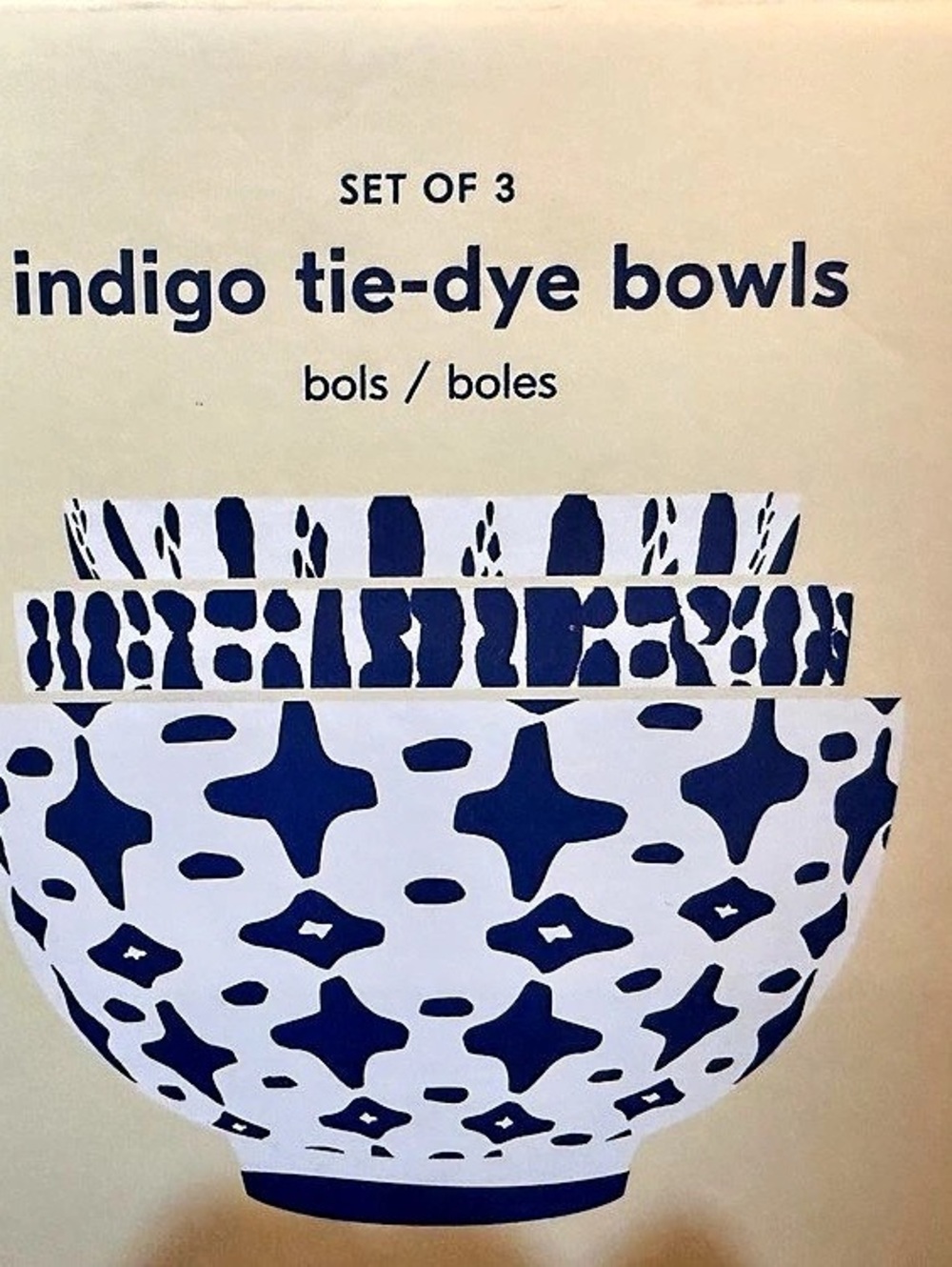 West Elm Indigo Tie-Dye Bowls Set of 3 Blue & White